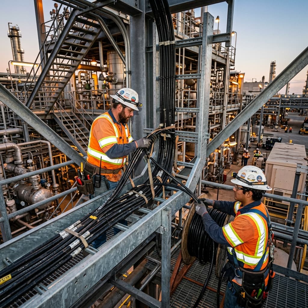 Industrial Workforce Cable Tray Installation